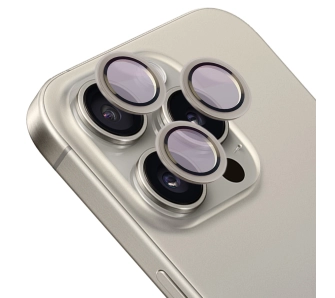 Szkło hartowane Bizon na aparat z aplikatorem Snap Lens do iPhone 15 Pro/15 Pro Max szara ramka