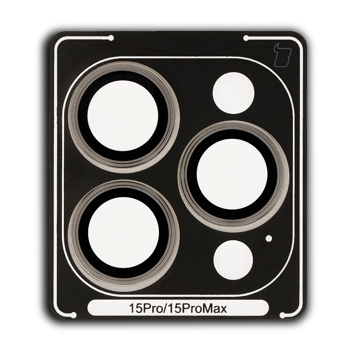 Szkło hartowane Bizon na aparat z aplikatorem Snap Lens do iPhone 15 Pro/15 Pro Max szara ramka
