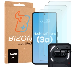 Bizon 3x Szkło hartowane + szybka na aparat Clear 2 Pack do Nothing Phone 3a