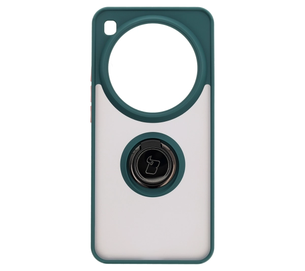 Bizon z uchwytem na palec Hybrid Ring do Xiaomi 15 Ultra przydymione z Ciemnozieloną ramką