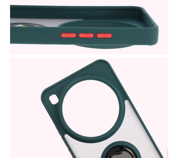 Bizon z uchwytem na palec Hybrid Ring do Xiaomi 15 Ultra przydymione z Ciemnozieloną ramką
