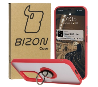 Bizon z uchwytem na palec Hybrid Ring do Honor 200 Lite przydymione z Czerwoną ramką
