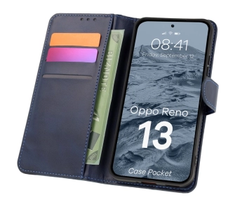 Etui Bizon z klapką Pocket do Oppo Reno13 Granatowy