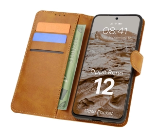 Bizon z klapką Pocket do Oppo Reno 12 Brązowy