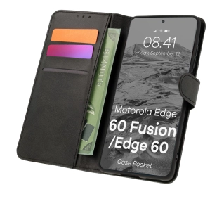 Bizon z klapką Pocket do Motorola Edge 60 Fusion Czarny