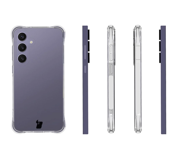 Bizon elastyczne etui Salpa + 2x szkło hartowane + szkiełko na obiektyw Clear Pack do Galaxy S24 FE