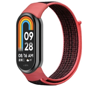 Beline do Mi Band 9/8 NylonLoop Czerwono-czarny