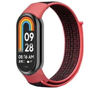 Pasek Beline do Mi Band 9/8 NylonLoop Czerwono-czarny