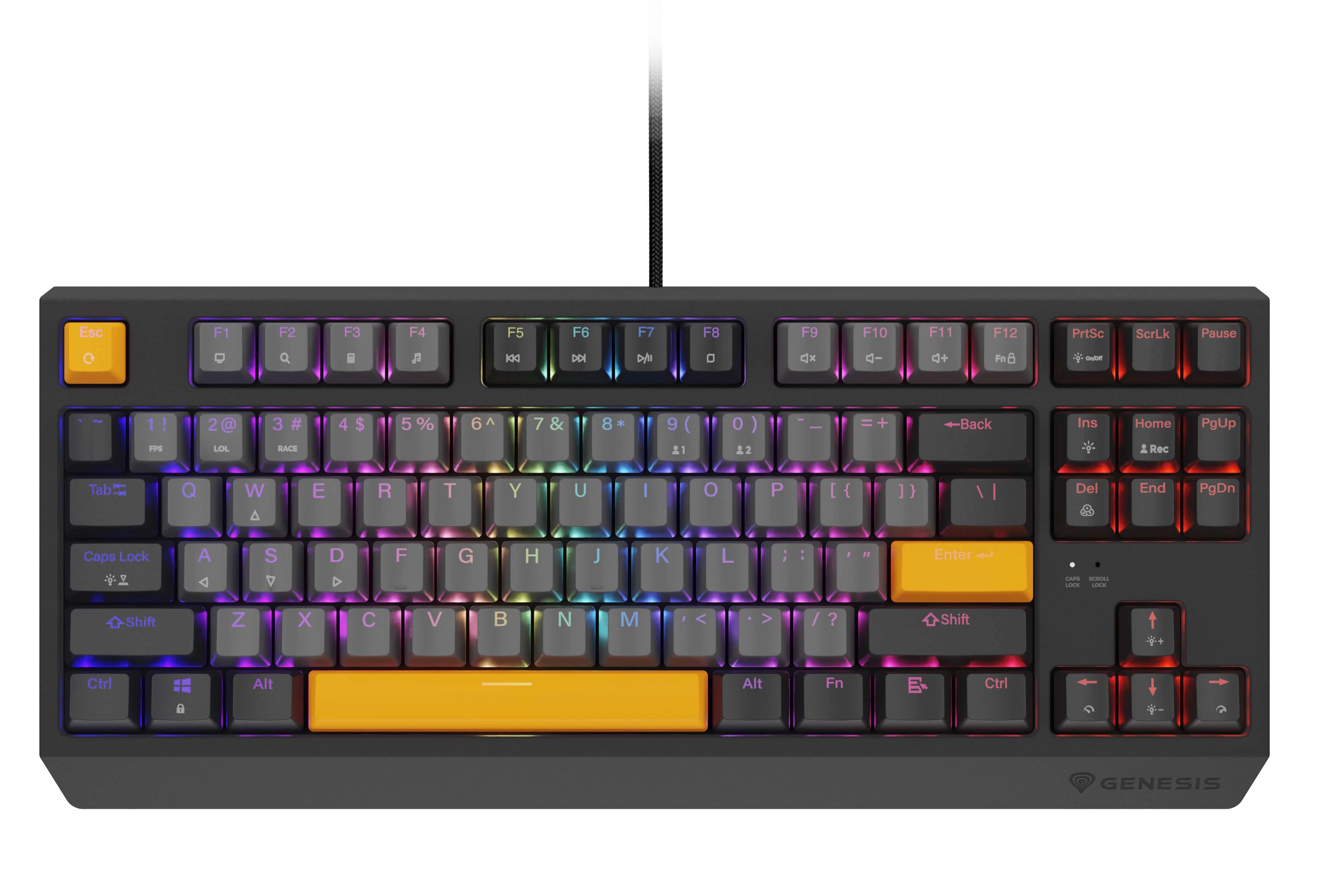 Klawiatura mechaniczna Genesis Thor 230 TKL Naval Blue Positive US RGB Outemu Panda Szary