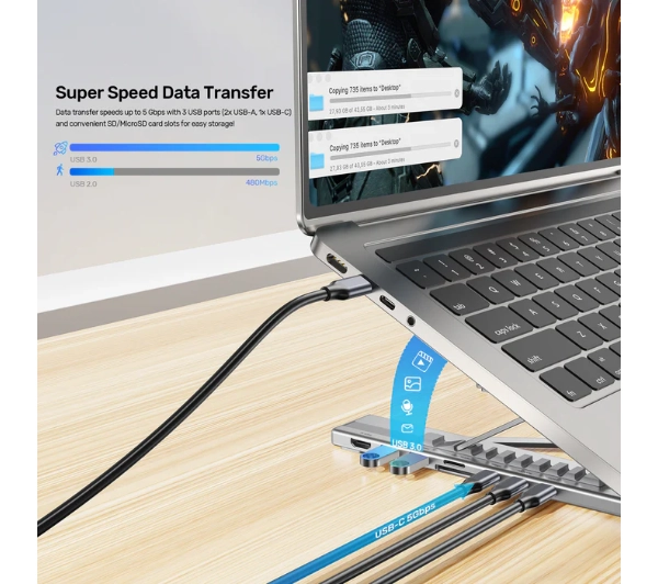 Unitek D1137AGY01 z hubem/HDMI/PD/SD