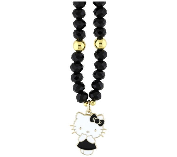 Hello Kitty Pearls and Beads Kitty Charm Czarny