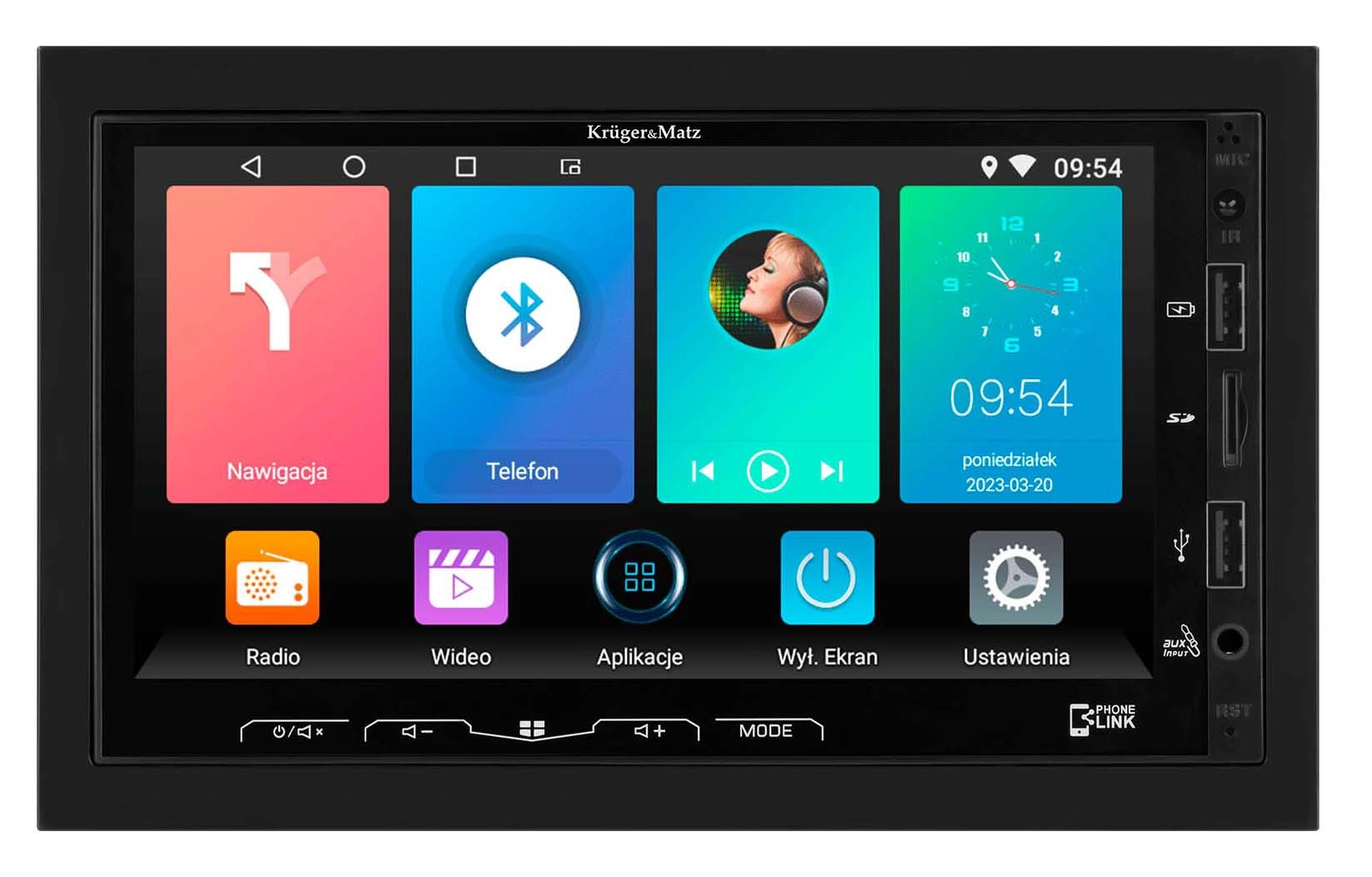 Radioodtwarzacz samochodowy Kruger & Matz KM2008.1 z USB 7" 4x45W Bluetooth