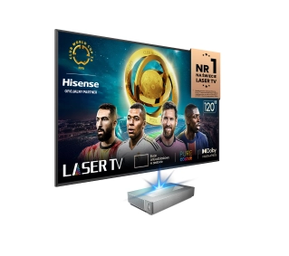 Hisense Laser TV - 120L5N - 4K UHD, Laser, Ekran ALR 120" w zestawie, Wi-Fi, BT, AirPlay, VIDAA OS - Kup na Raty - RRSO 0%