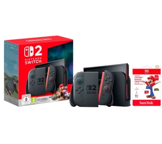 Konsola Nintendo Switch 2 Joy-Con Czarny + Mario Kart World + Karta pamięci SanDisk microSDXC Expres 256GB