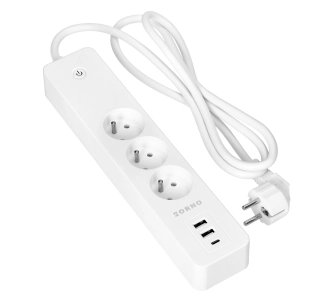 Listwa Orno OR-SH-17520/W 3 gniazda, 2x USB-A, 1x USB-C Tuya Smart Wi-Fi Biały
