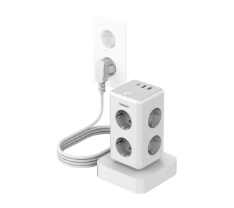 Listwa Tessan TS-306TS-C 6 gniazd 1x USB C 2x USB-A Biały