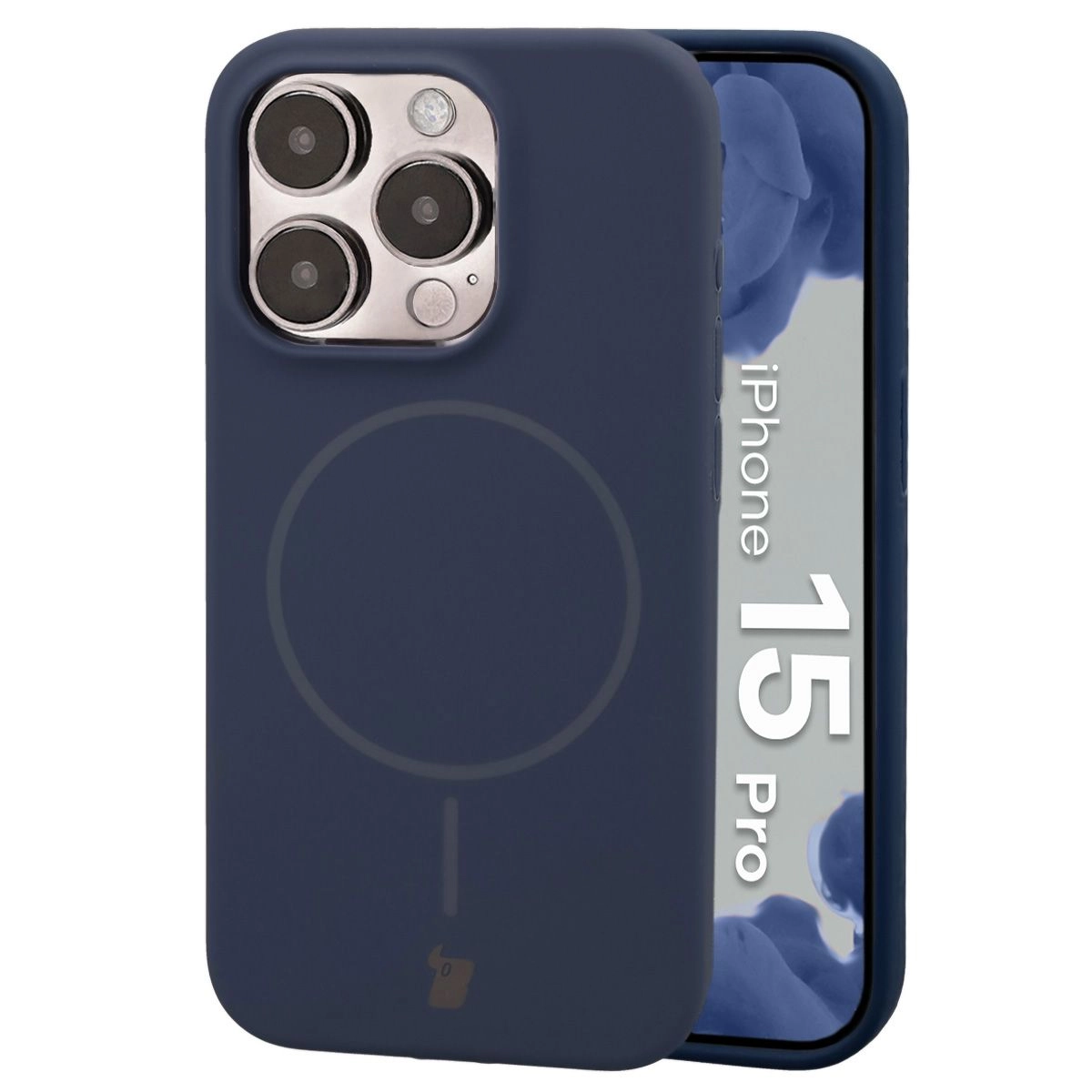 Etui Bizon Soft z MagSafe do Apple iPhone 15 Pro Granatowy