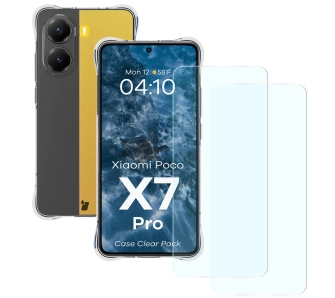 Zestaw ochronny Bizon elastyczne etui Salpa + 2x szkło hartowane Clear Pack do Xiaomi POCO X7 Pro