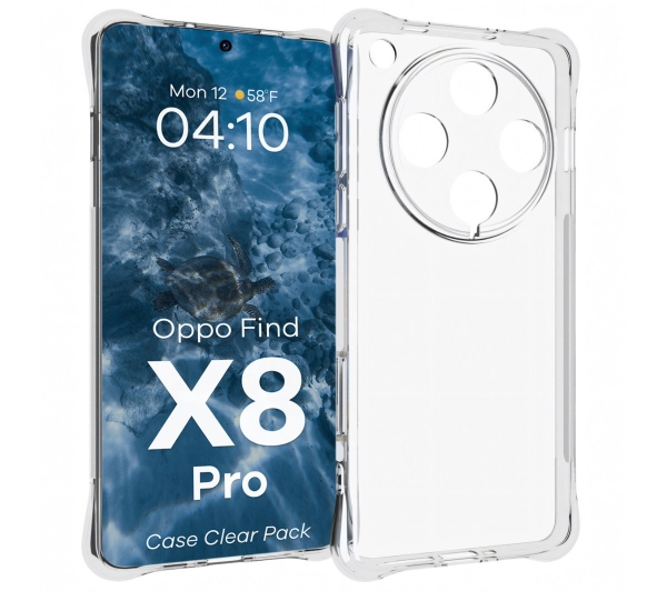 Bizon elastyczne etui Salpa + 2x folia na ekran Clear Pack do Oppo Find X8 Pro