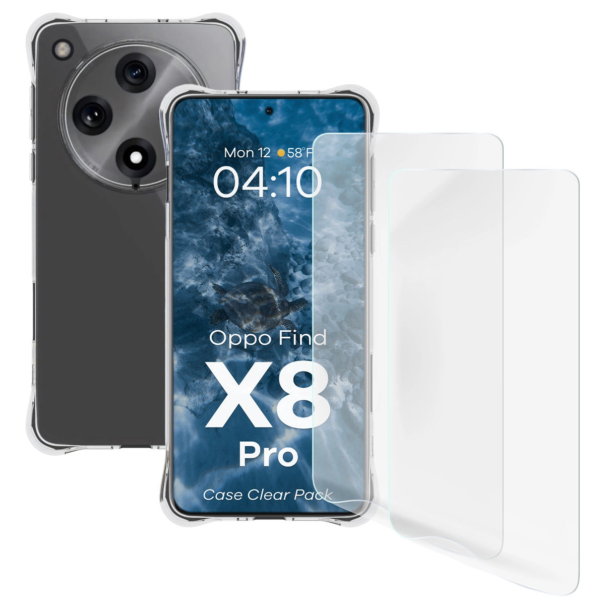 Zestaw ochronny Bizon elastyczne etui Salpa + 2x folia na ekran Clear Pack do Oppo Find X8 Pro