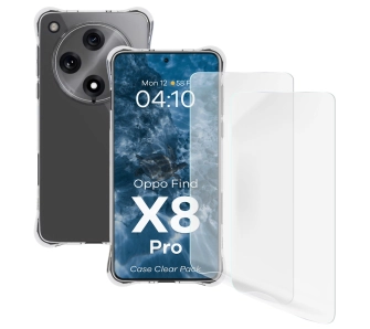 Zestaw ochronny Bizon elastyczne etui Salpa + 2x folia na ekran Clear Pack do Oppo Find X8 Pro