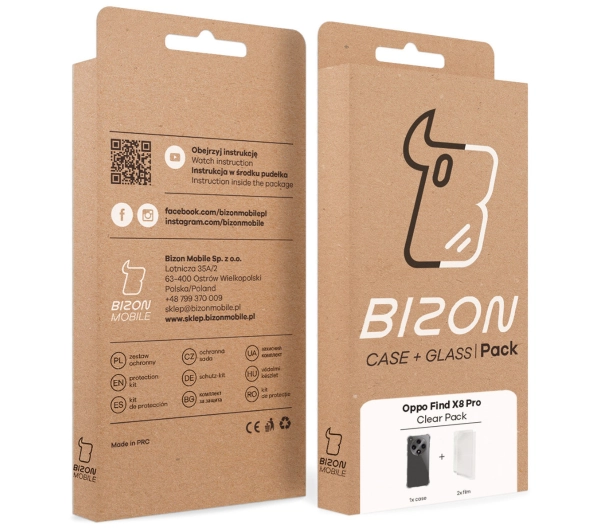 Bizon elastyczne etui Salpa + 2x folia na ekran Clear Pack do Oppo Find X8 Pro