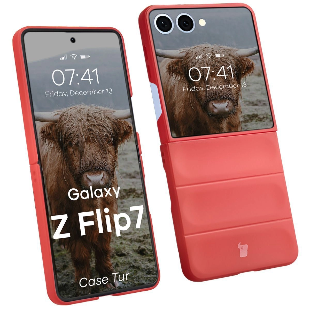 Etui Bizon Tur do Samsung Galaxy Z Flip7 Czerwony
