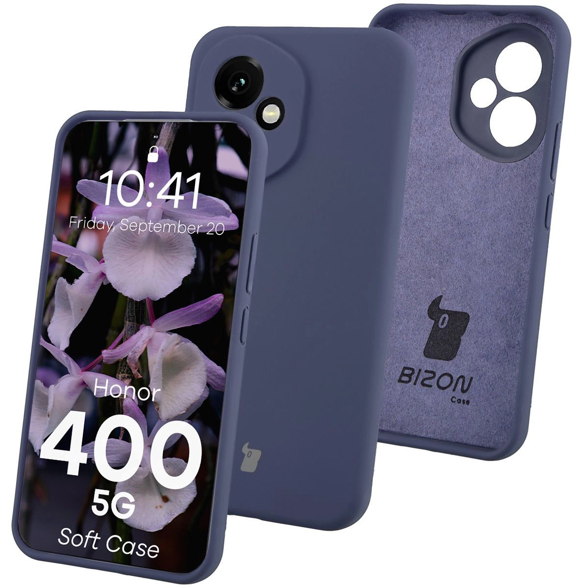 Etui Bizon Soft do Honor 400 5G Granatowy