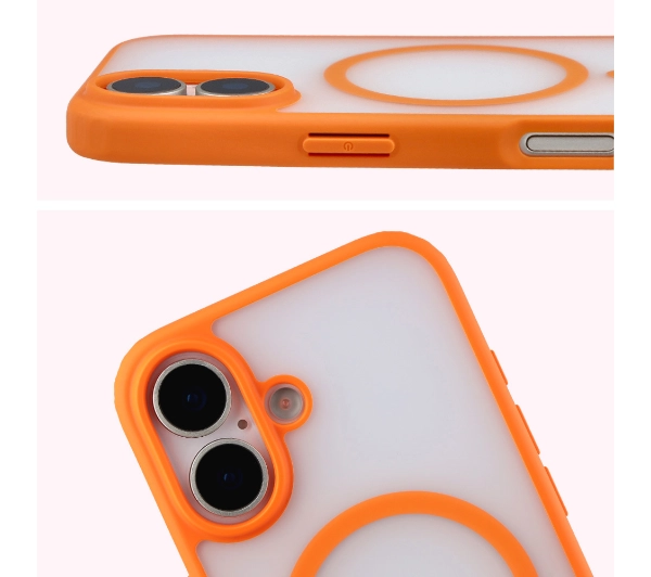 Bizon MatteO z MagSafe do MatteO iPhone 17 Orange Półprzezroczyste z pomarańczową ramką