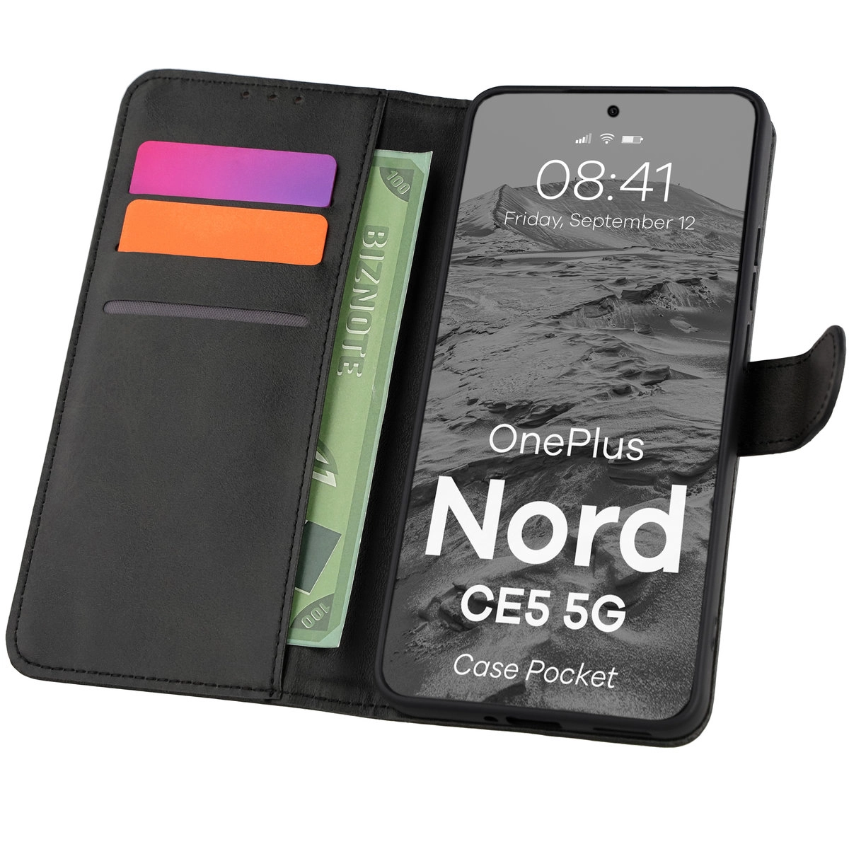 Etui Bizon z klapką Pocket do OnePlus Nord CE5 Czarny