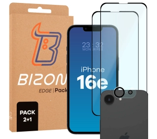 Bizon 2x szkło + szybka na aparat Edge 2 Pack do Apple iPhone 16e
