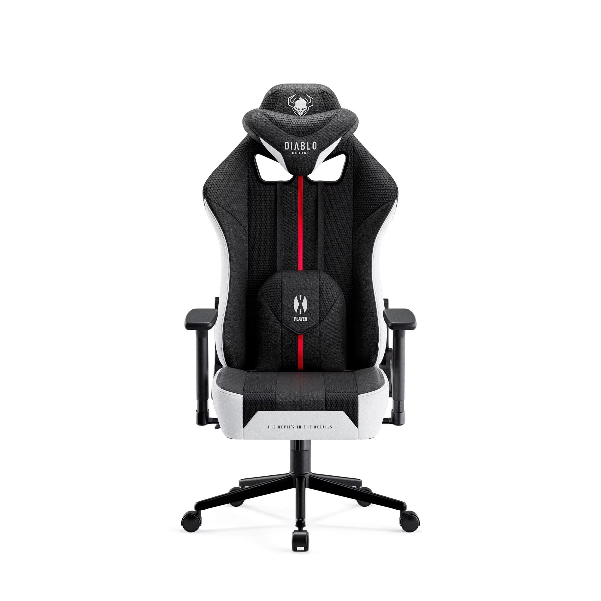 Fotel Diablo Chairs X-Player 2.0 Small do 90kg Skóra ECO Tkanina Biało-czarny