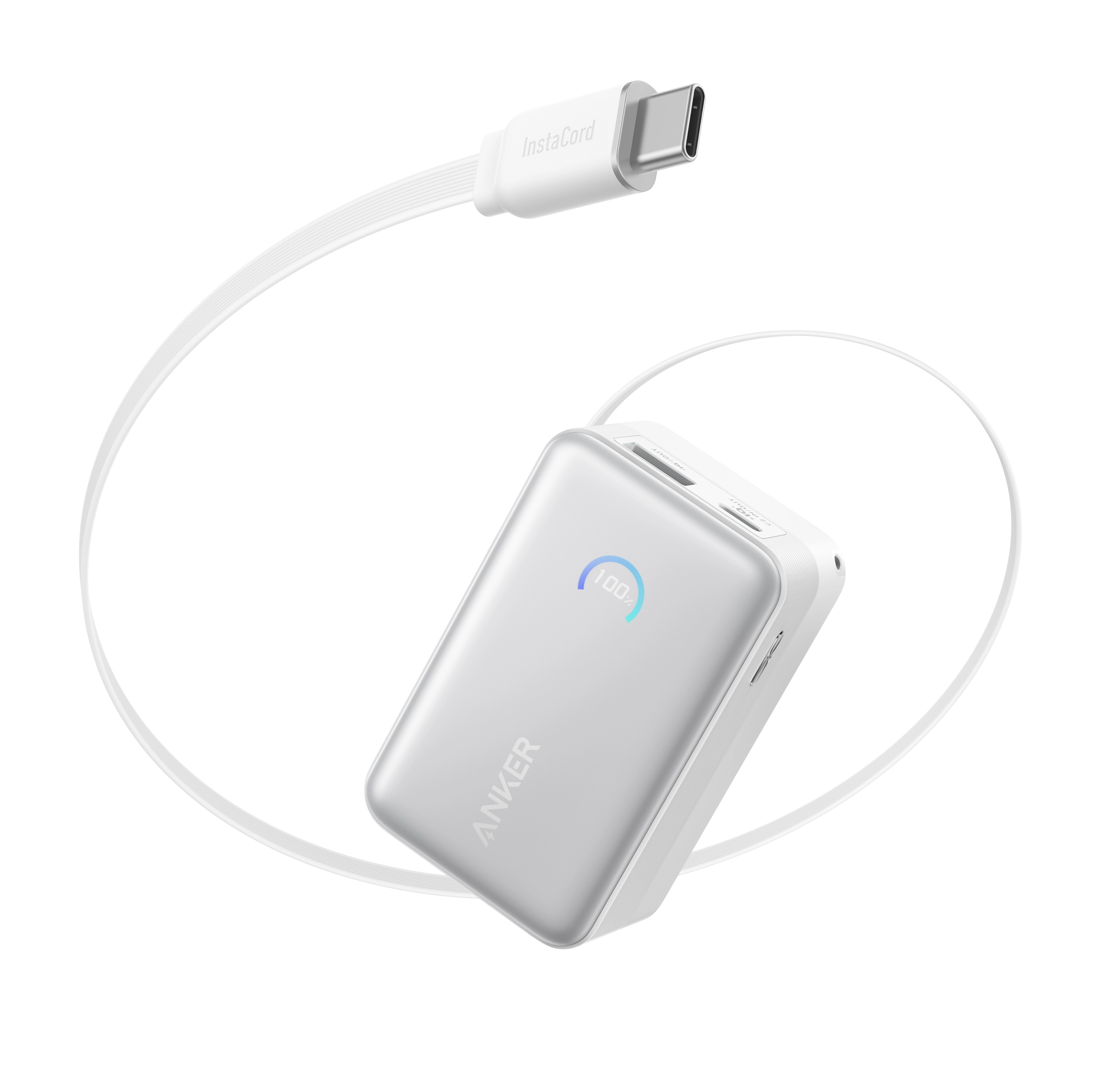 Powerbank Anker Nano (A1638H21) 10000mAh 45W Kolorowy wyświetlacz, Wbudowany kabel USB-C Biały
