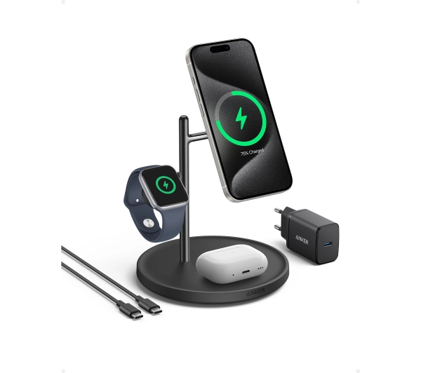Anker MagGo 3w1 (B25M3312) iPhone Apple Watch AirPods 15W Czarny - Kup na Raty - RRSO 0%