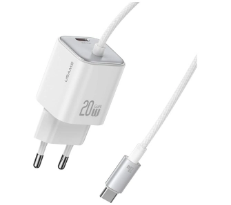 Ładowarka sieciowa USAMS JC Series CC261 20W GaN Mini Fast Charger 2x USB-C Biały