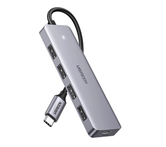 Hub USB UGREEN CM219 4w1 USB-C do 4x USB 3.0 + USB-C Szary