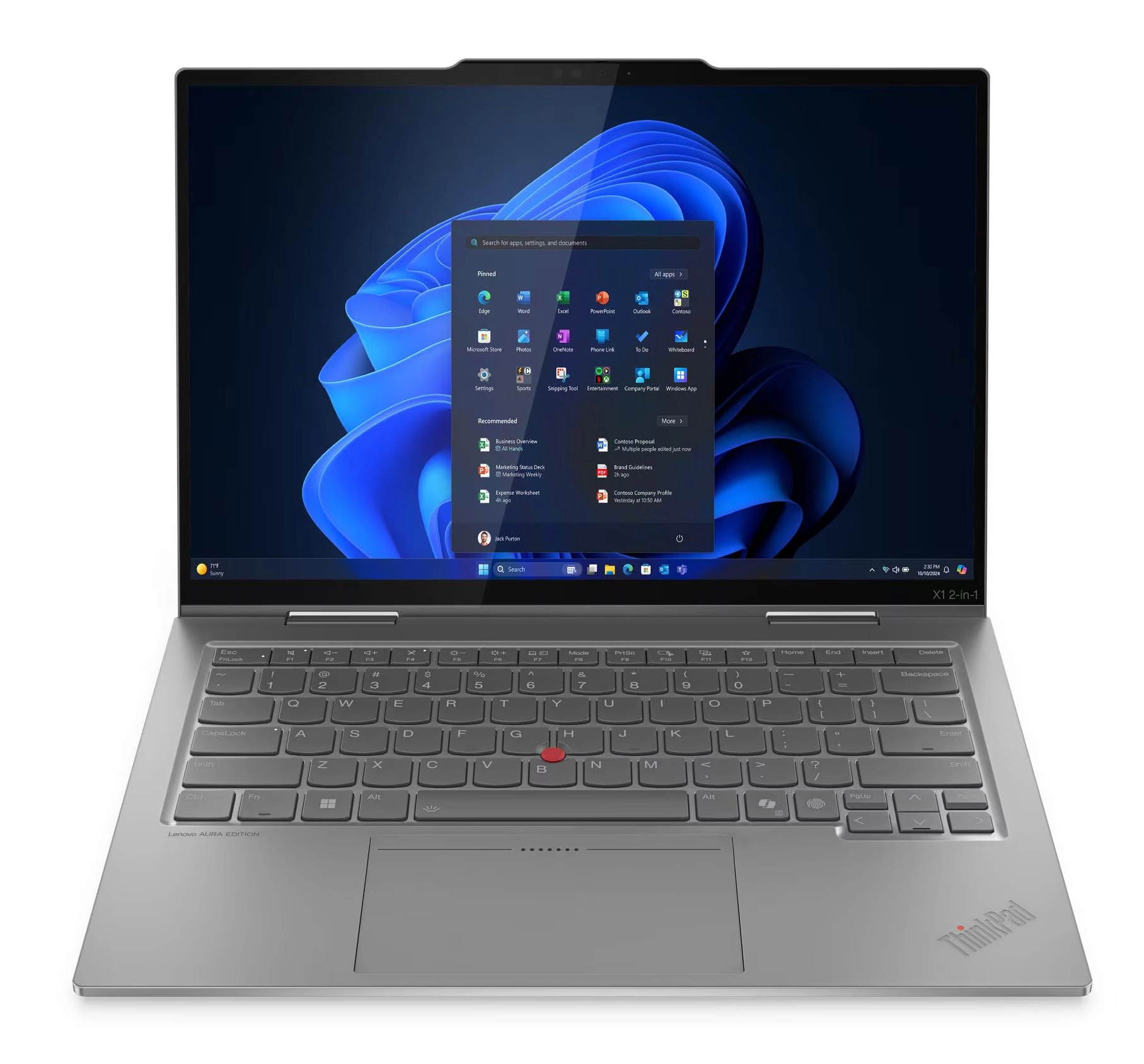 Laptop 2w1 Lenovo ThinkPad X1 2-in-1 Gen 10 Aura Edition OLED 14" Ultra 7 255U 32GB RAM 1TB Dysk SSD Win11 Pro Szary Funkcje AI