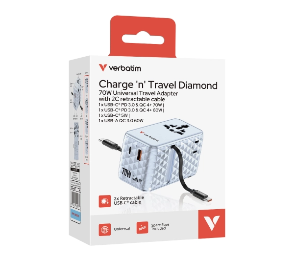 Verbatim 30187 70W 2x kabel USB-C Blue