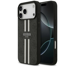 Guess 4G Printed Stripes MagSafe do iPhone 17 Pro Max Czarny