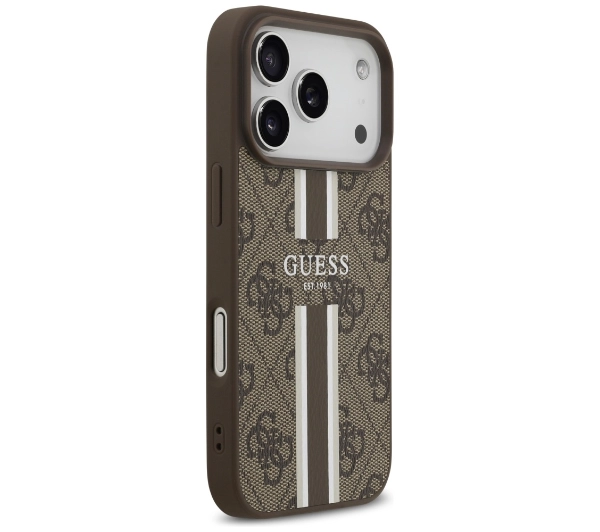 Guess 4G Printed Stripes MagSafe do iPhone 17 Pro Brązowy