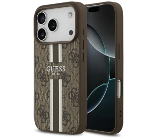Guess 4G Printed Stripes MagSafe do iPhone 17 Pro Brązowy