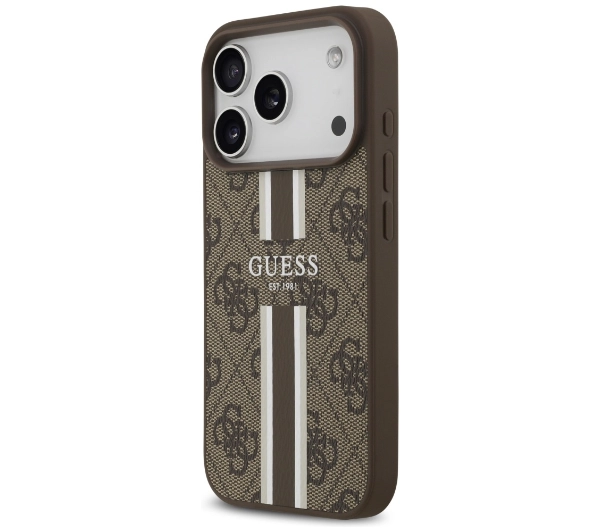 Guess 4G Printed Stripes MagSafe do iPhone 17 Pro Brązowy