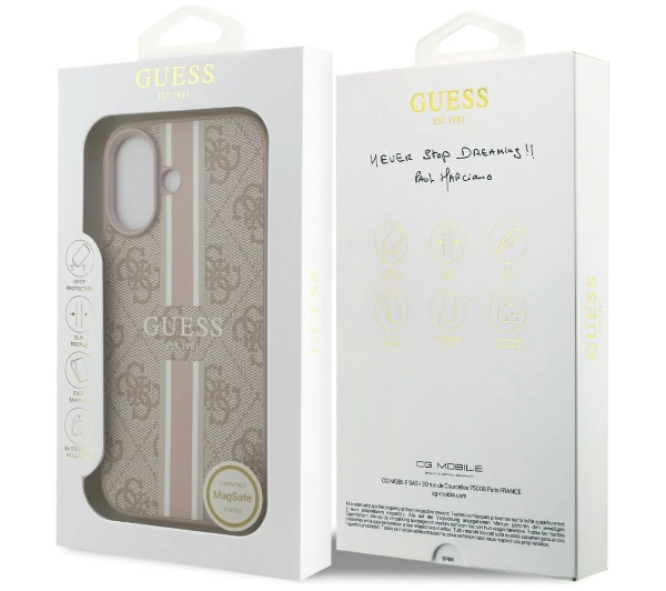 Guess 4G Printed Stripes MagSafe do iPhone 17 Różowy