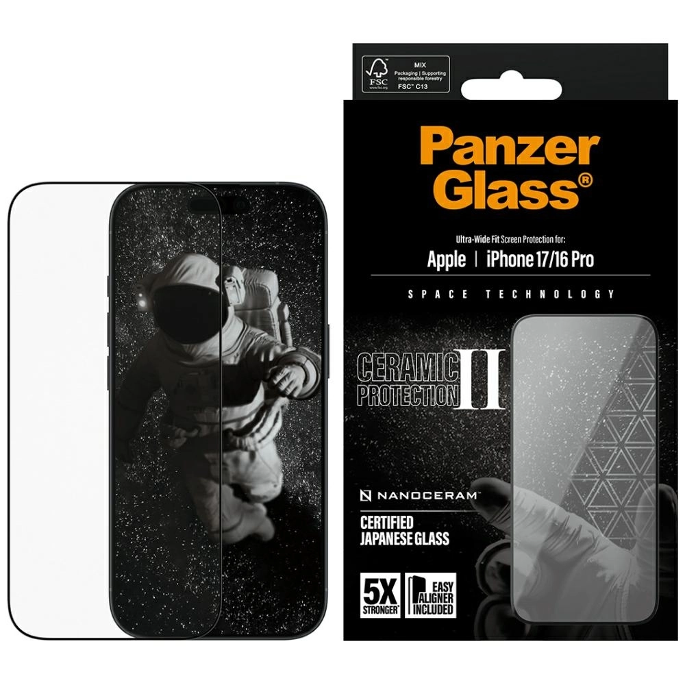 Szkło ochronne PanzerGlass Ceramic II Ultra-Wide Fit iPhone 17 / 16 Pro