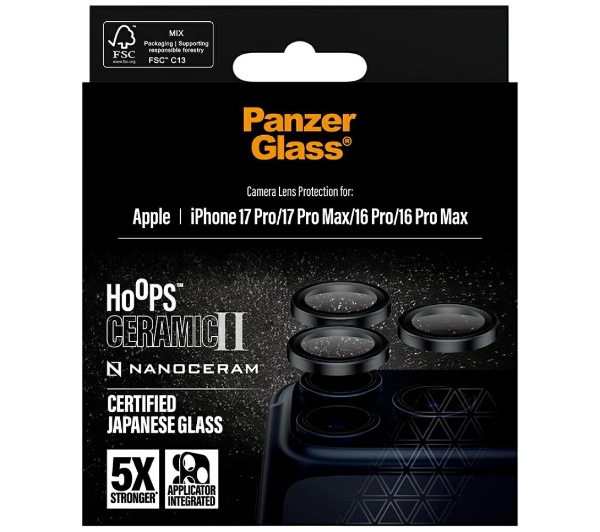 PanzerGlass Hoops Ceramic II do iPhone 17 Pro / 17 Pro Max