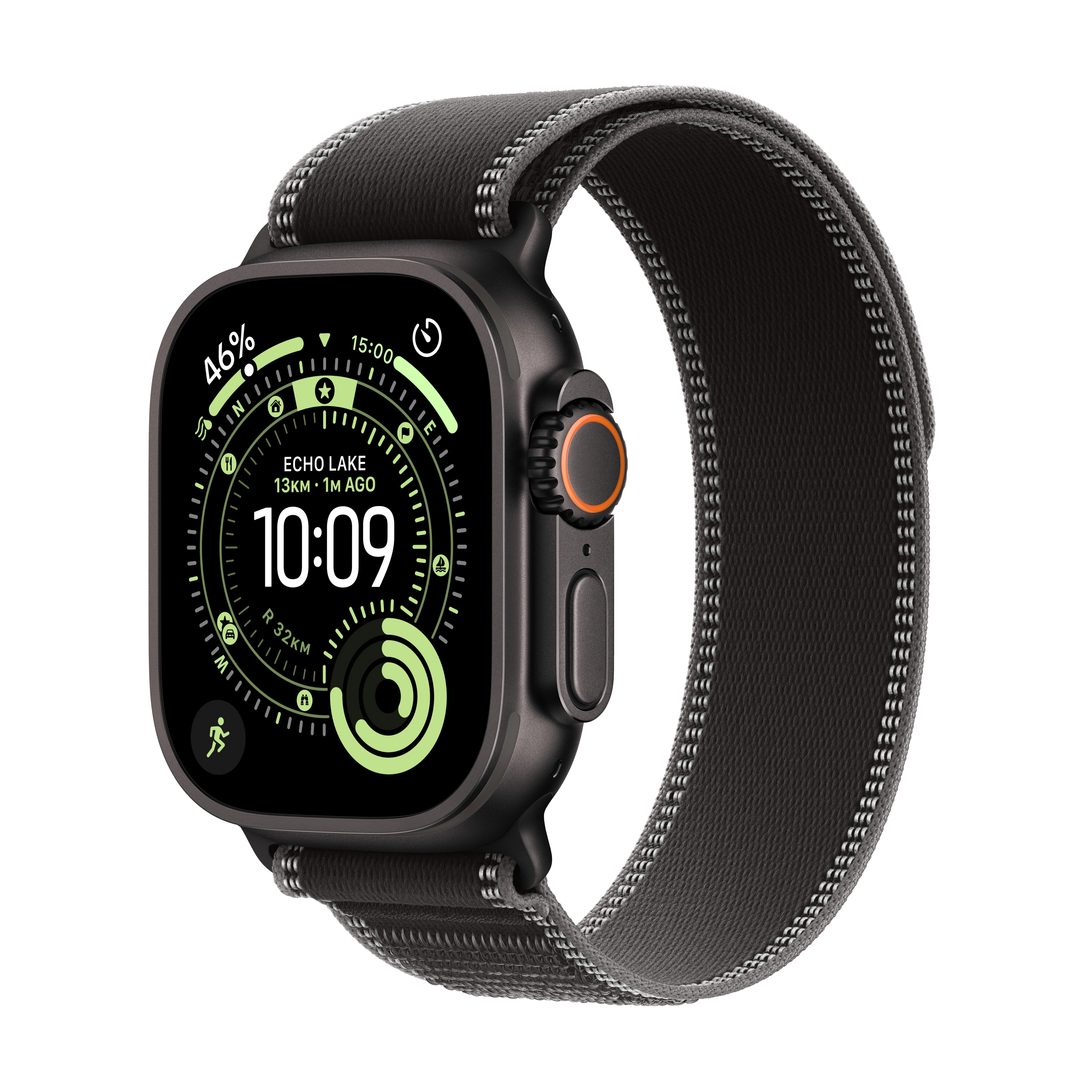 Apple Watch Ultra 3 GPS + Cellular koperta z tytanu Czarna 49mm Opaska Trail Czarna Rozmiar S/M