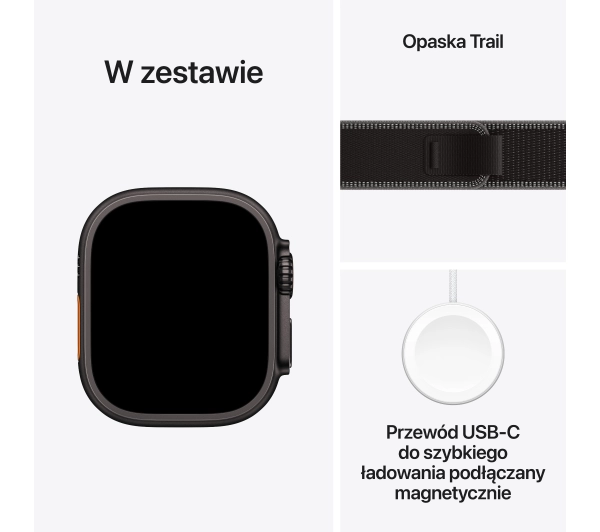 Apple Watch Ultra 3 GPS + Cellular koperta z tytanu Czarna 49mm Opaska Trail Czarna Rozmiar S/M - Kup na Raty - RRSO 0%