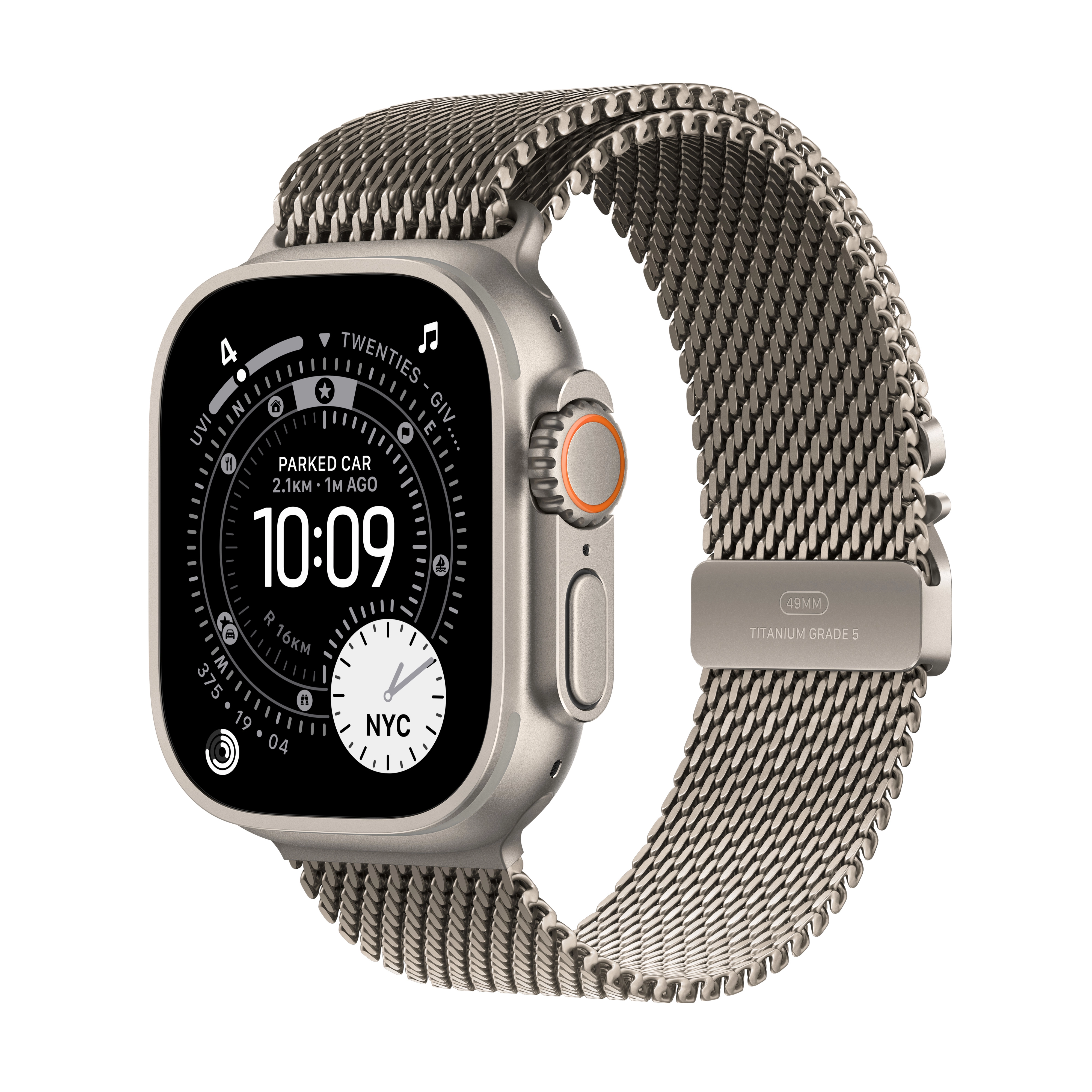 Apple Watch Ultra 3 GPS + Cellular koperta z natural tytanu Szary 49mm Bransoleta mediolańska z natural tytanu Rozmiar L