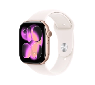 Apple Watch Series 11 GPS 42mm z aluminium Różowe złoto Pasek sportowy Łagodny róż S/M