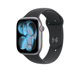 Apple Watch Series 11 GPS 46mm z aluminium Gwiezdna szarość Pasek sportowy Czarny S/M - Kup na Raty - RRSO 0%